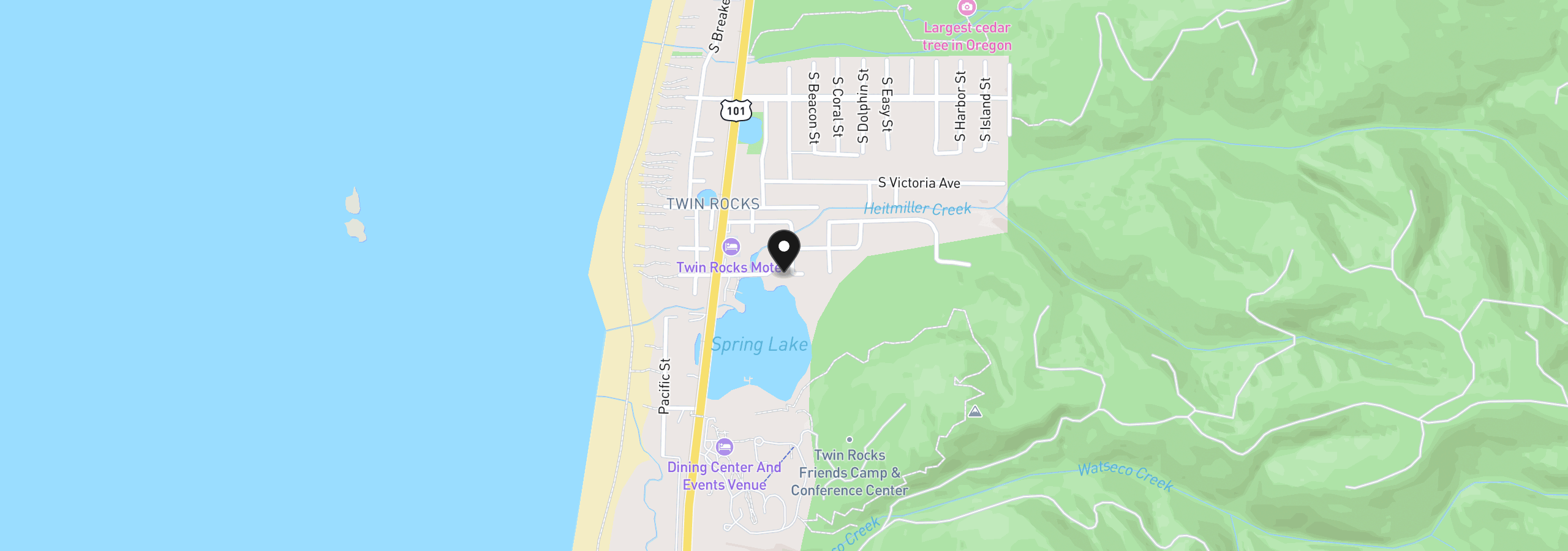 Map showing the location of 1405 Pansy Ct, Rockaway Beach, OR 97136