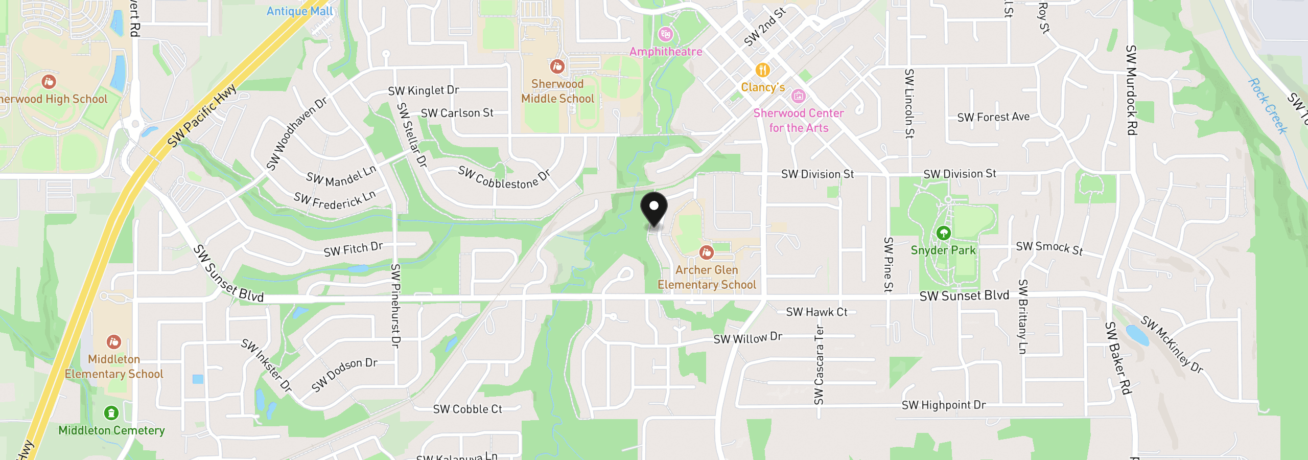 Map showing the location of 23235 SW Saint Charles Way, Sherwood, OR 97140