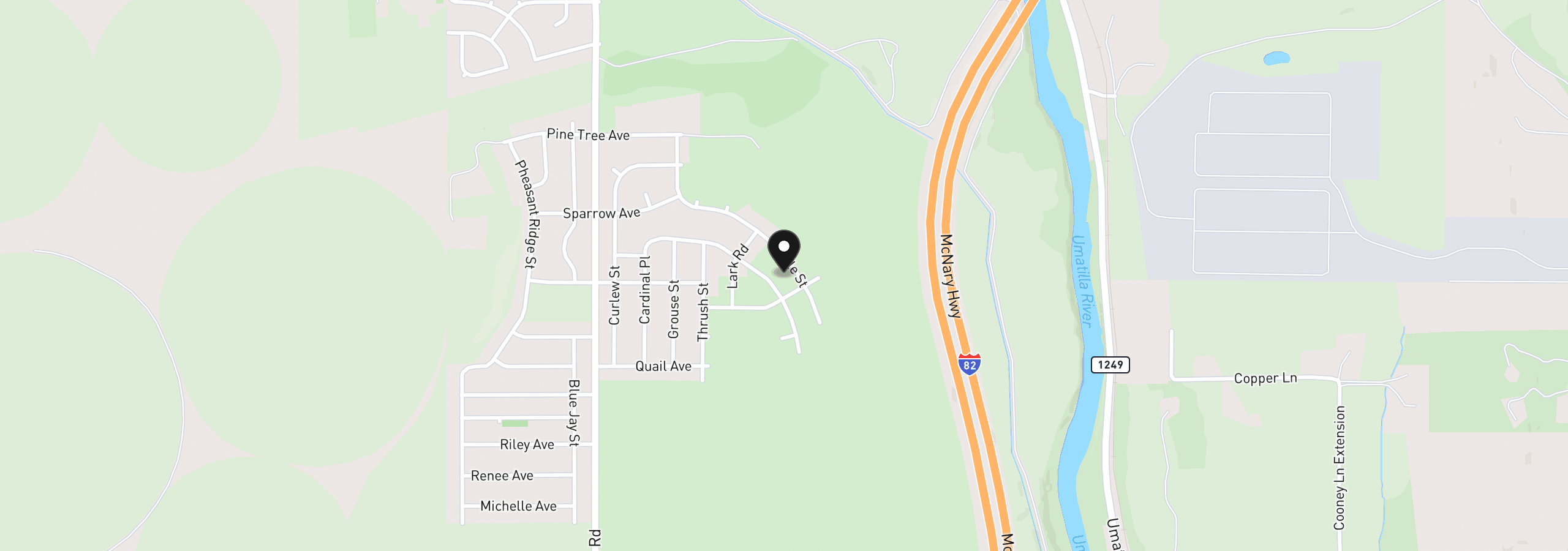 Map showing the location of 546 Mallard Rd, Umatilla, OR 97882