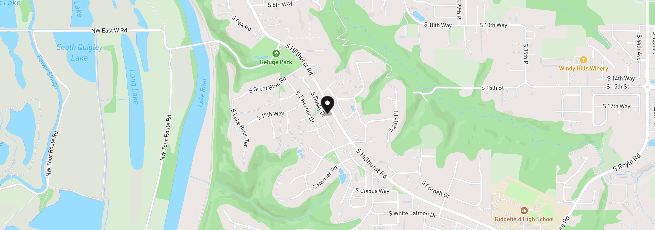 Map showing the location of 1712 S Dusky Dr, Ridgefield, Wa 98642