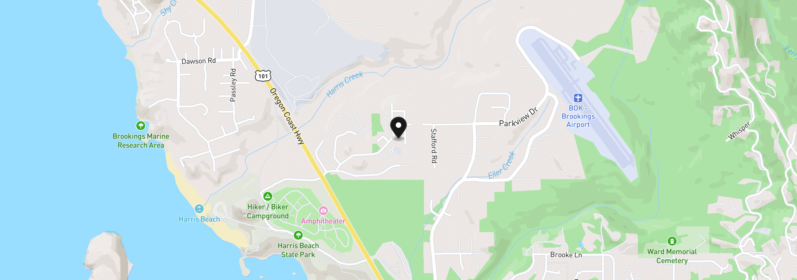 Map showing the location of 1312 Seacrest Ln, Brookings, OR 97415