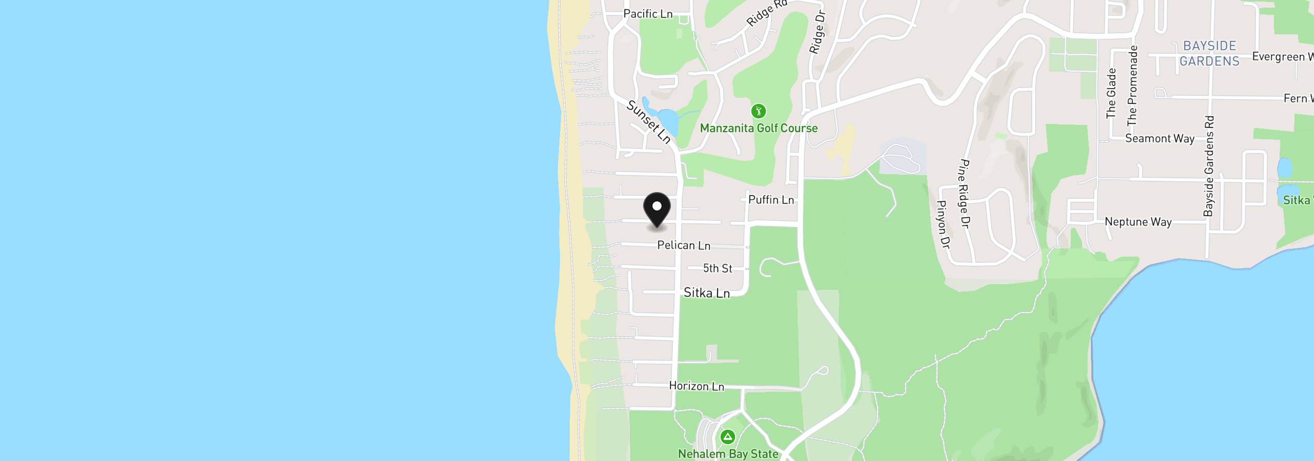 Map showing the location of 8934 Pelican Ln 6, Manzanita, OR 97130