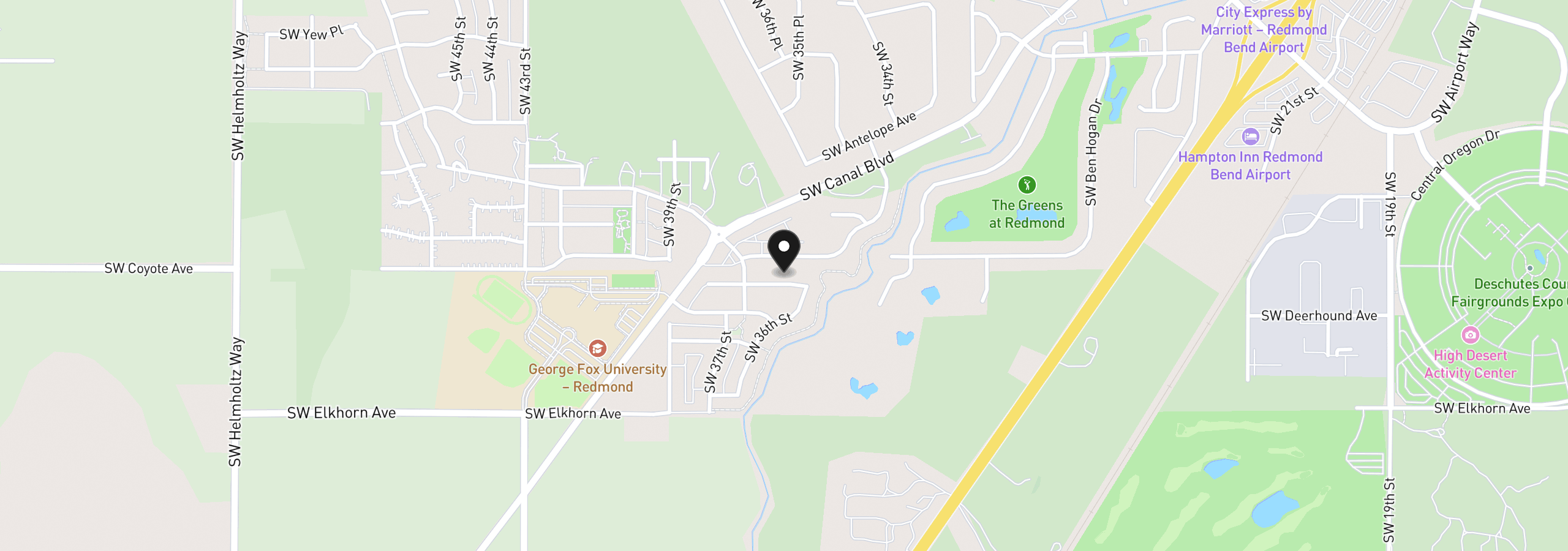 Map showing the location of 3635 SW Badger Ct, Redmond, OR 97756