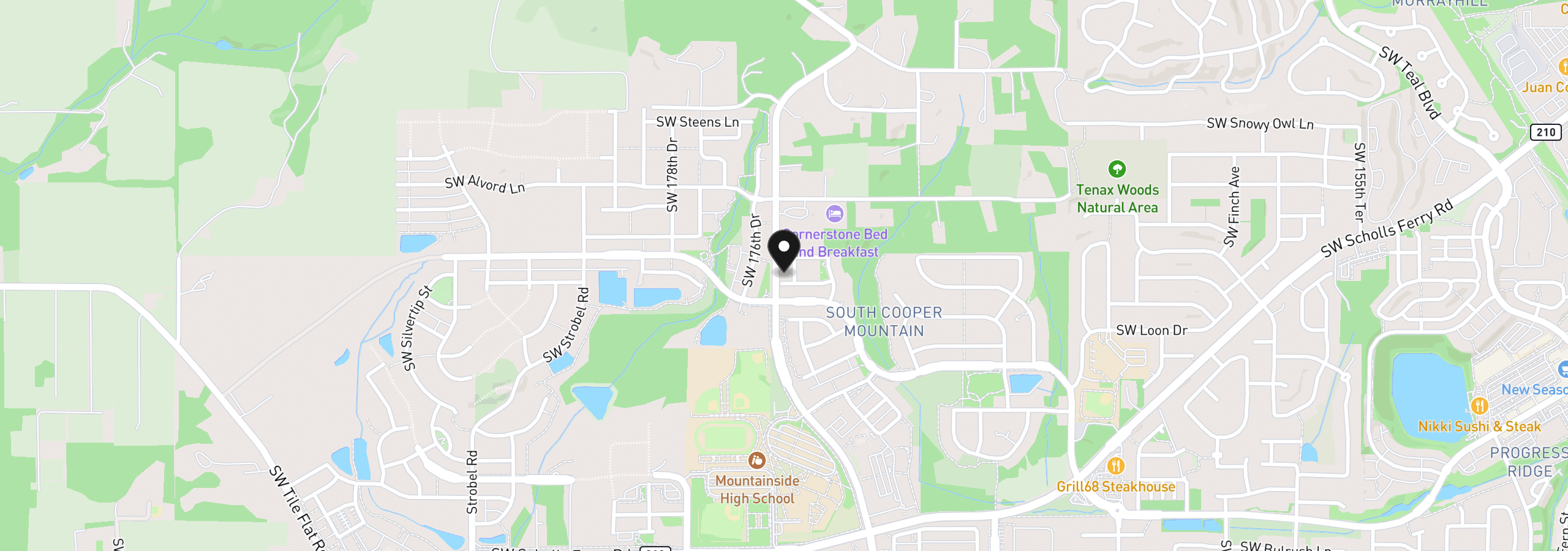 Map showing the location of 17437 SW Dotterel Ln, Beaverton, OR 97007