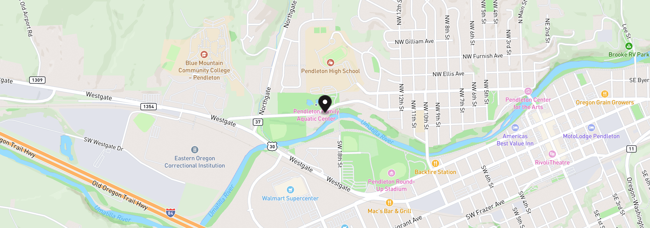 Map showing the location of 1900 NW Carden Ave 16, Pendleton, OR 97801
