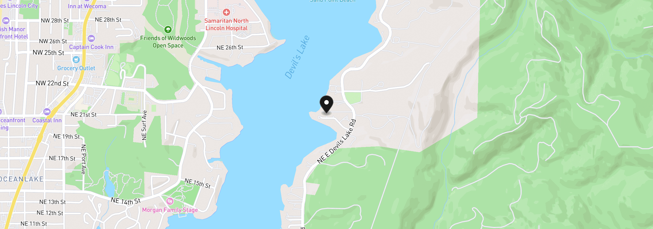 Map showing the location of 4135 NE 20th St, Otis, OR 97368