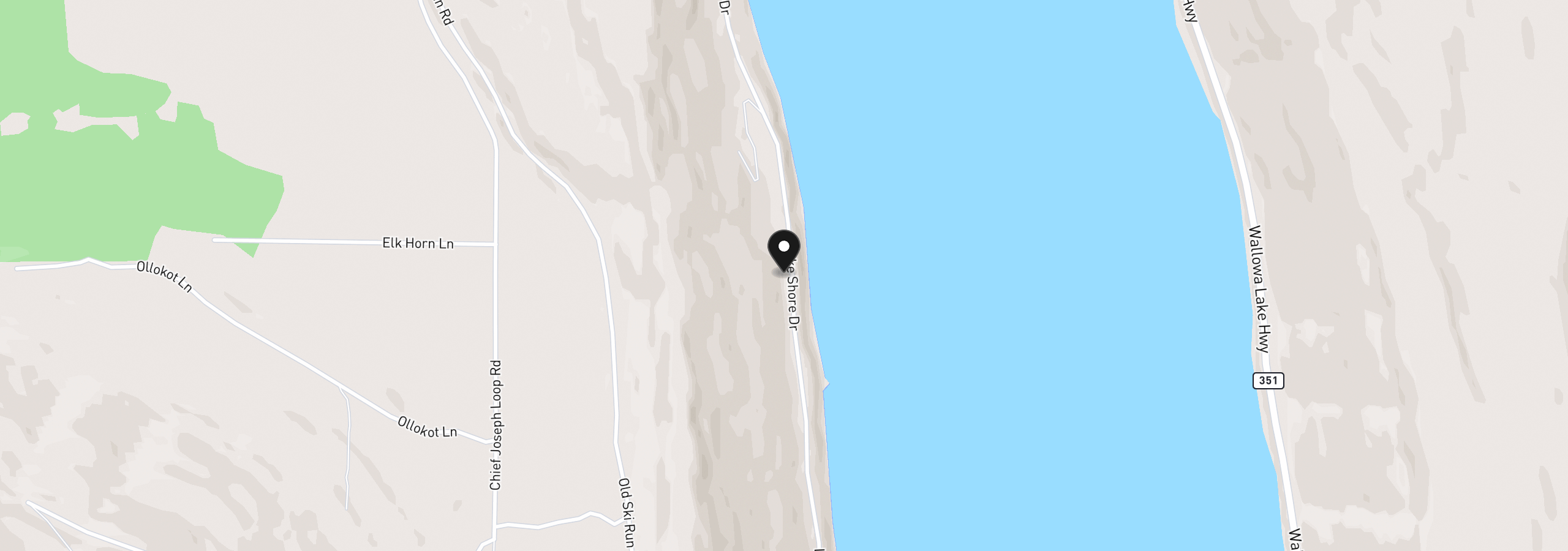 Map showing the location of 0 Lakeshore Dr, Wallowa Lake, OR 97846