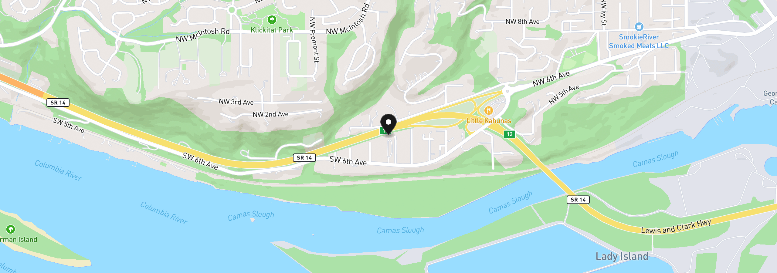 Map showing the location of 2311 SW 6th Ave, Camas, Wa 98607