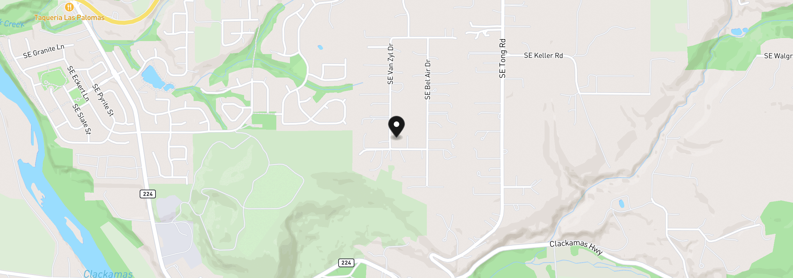 Map showing the location of 16544 SE Van Zyl Dr, Damascus, OR 97089