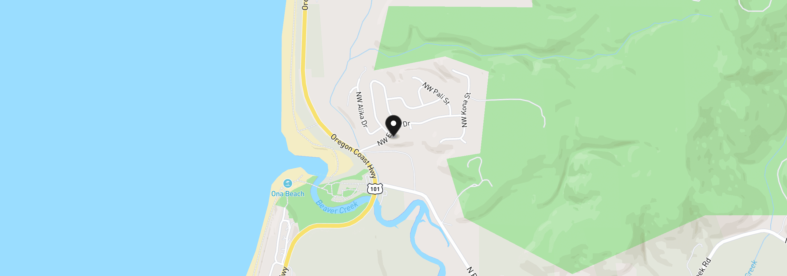 Map showing the location of 989 NW Estate Dr, Seal Rock, OR 97376