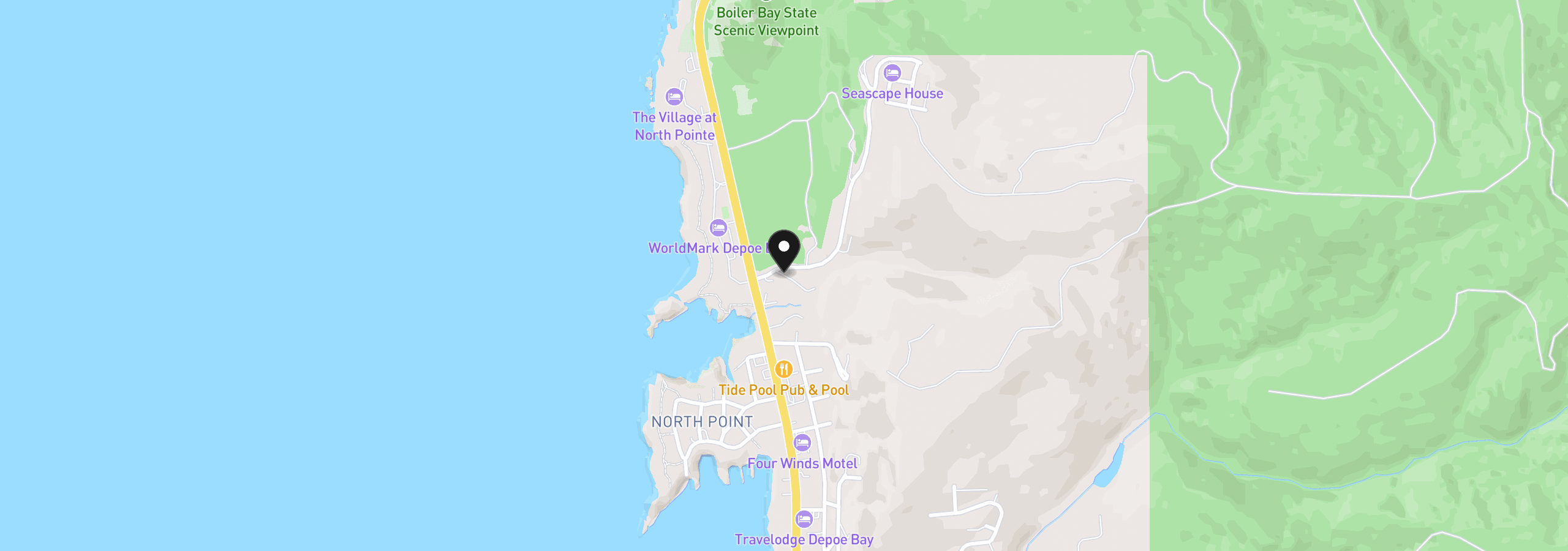 Map showing the location of 0 NE Lillian Ln Lot 24, Depoe Bay, OR 97341