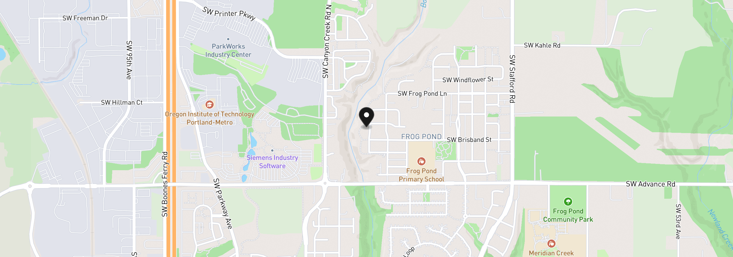 Map showing the location of 7431 SW Woodbury Loop, Wilsonville, OR 97070