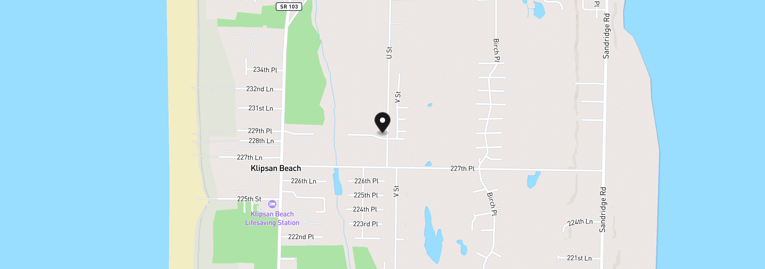 Map showing the location of 2015 229th Pl, Ocean Park, Wa 98640