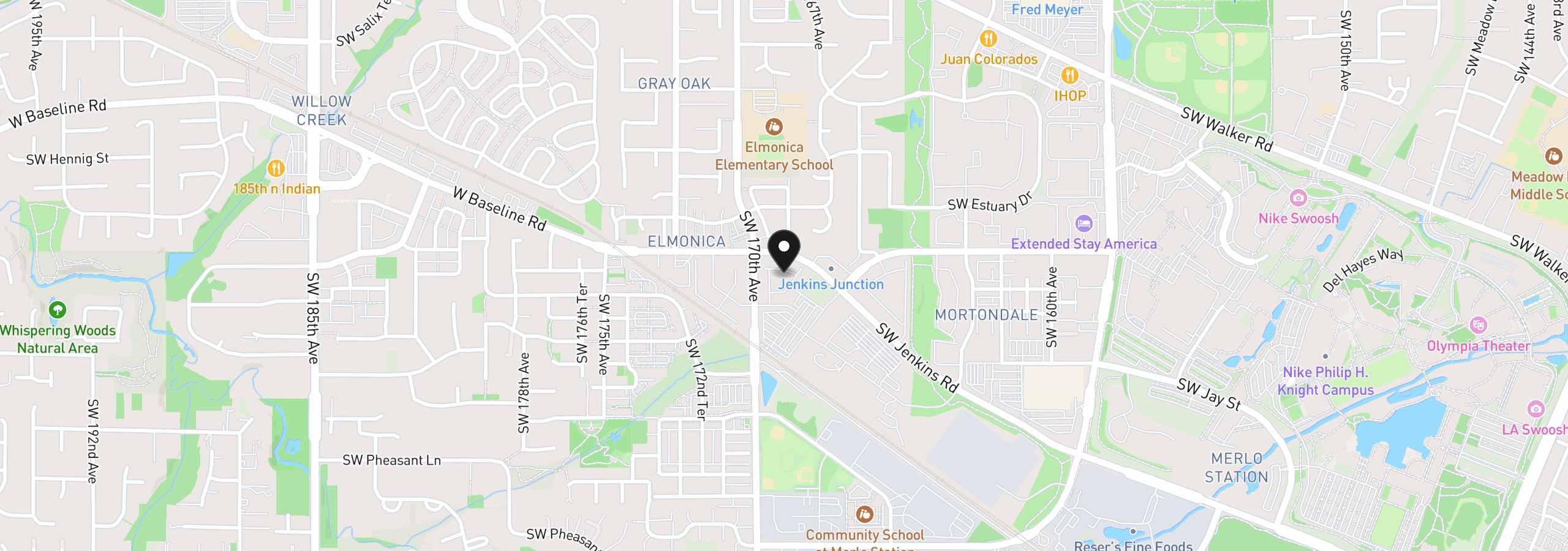 Map showing the location of 1090 SW 170th Ave 201, Beaverton, OR 97003