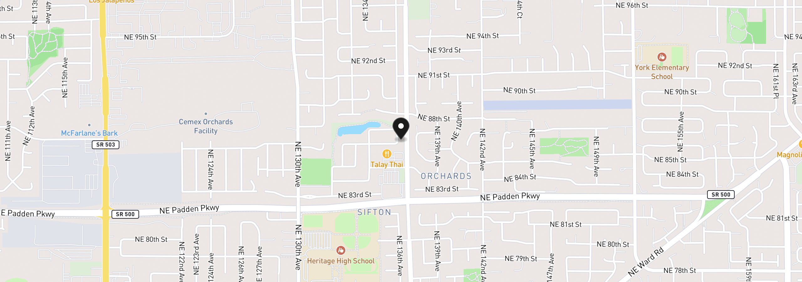Map showing the location of 8609 NE 136th Ave 136, Vancouver, Wa 98682