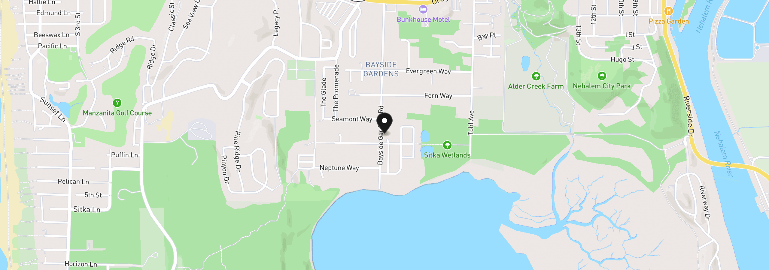 Map showing the location of 1 Mallard Ave 1, Nehalem, OR 97131