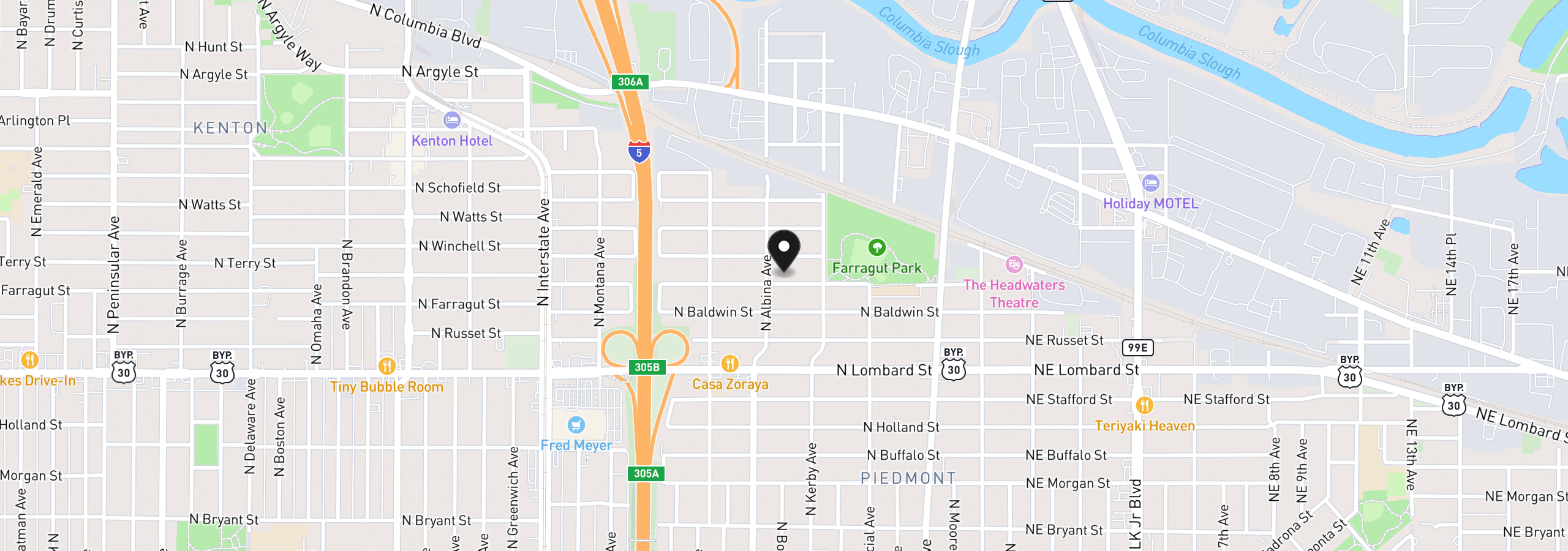 Map showing the location of 725 N Farragut St, Portland, OR 97217