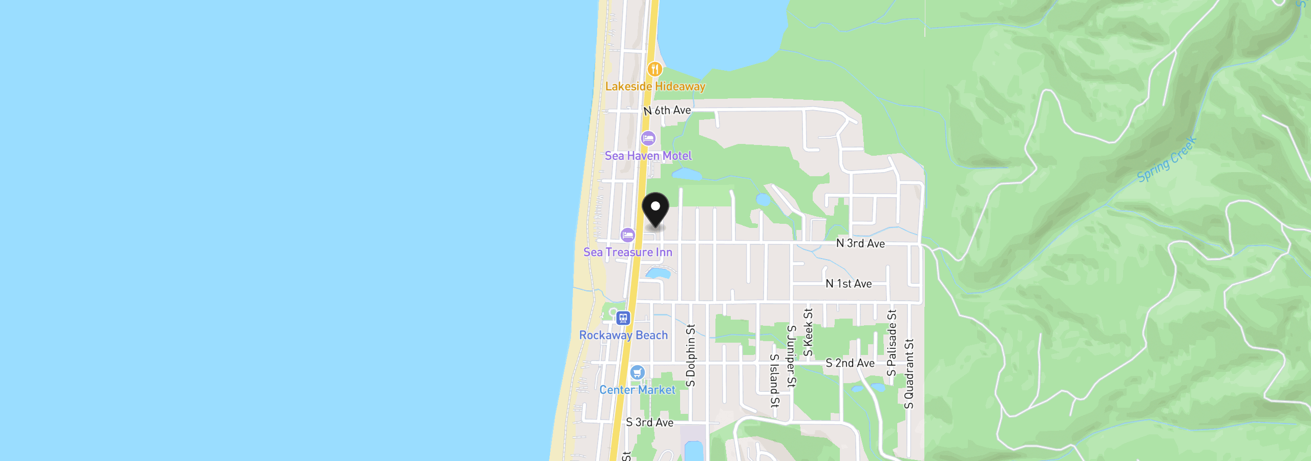 Map showing the location of 317 N Beacon St, Rockaway Beach, OR 97136