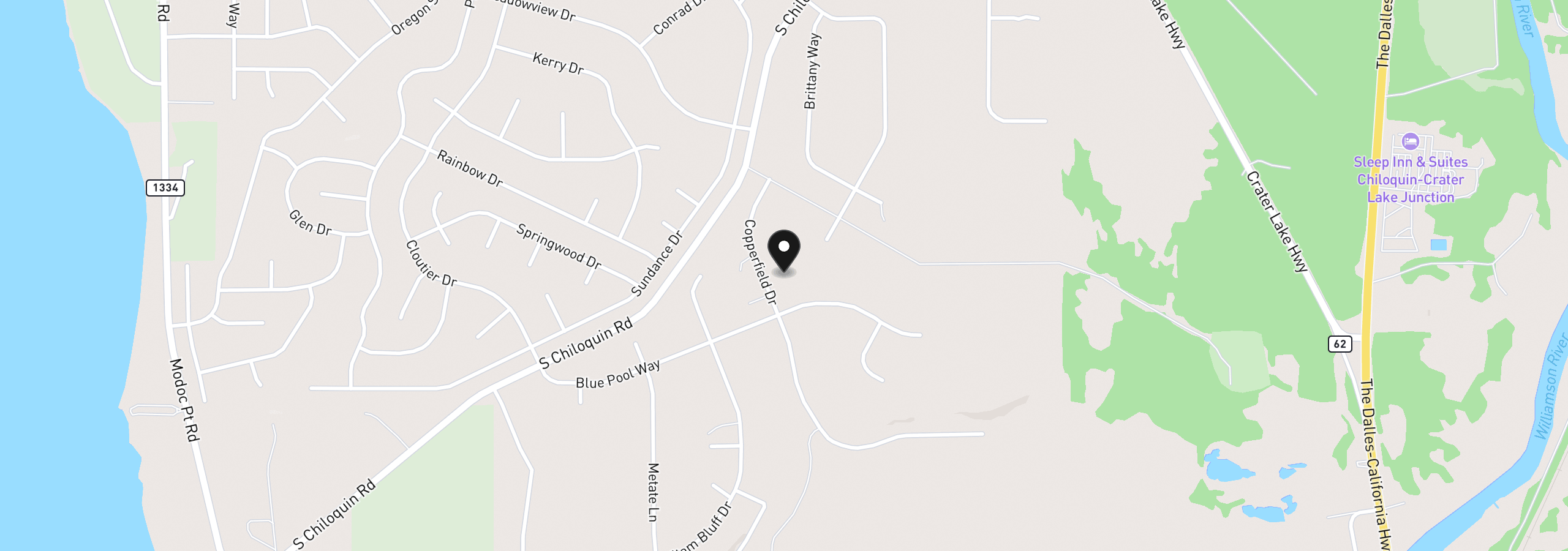 Map showing the location of Copperfield Dr 5, Chiloquin, OR 97624