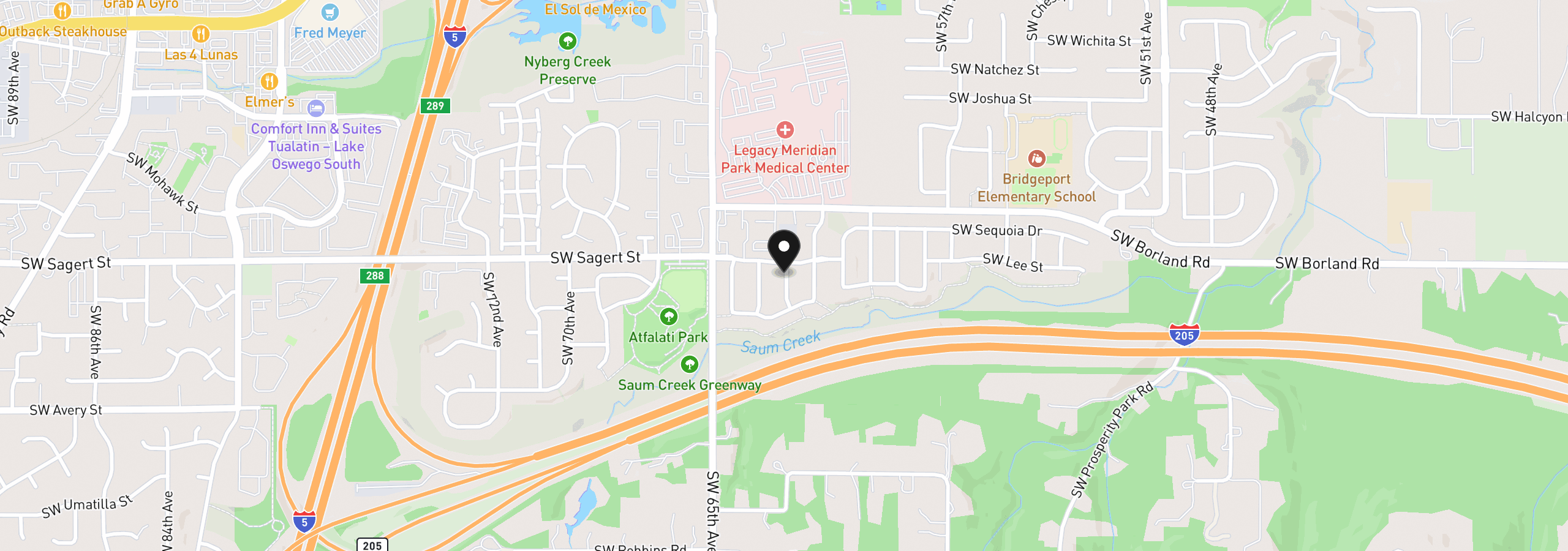 Map showing the location of 19983 SW 62nd Ter, Tualatin, OR 97062
