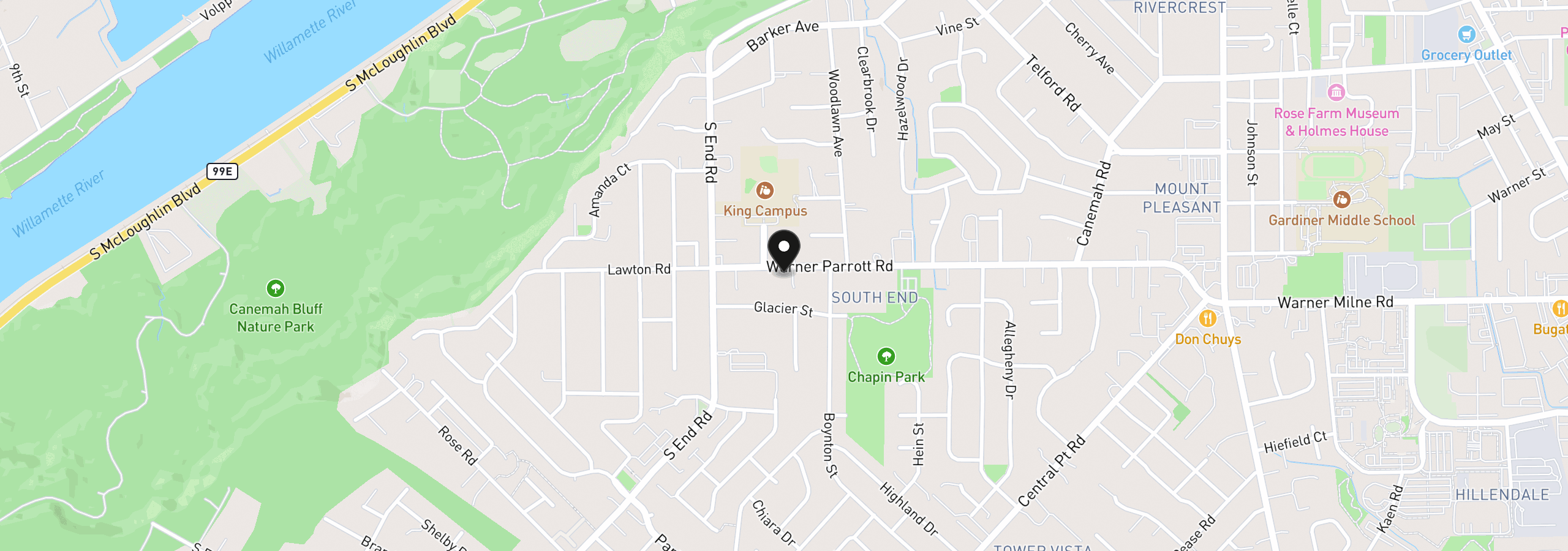 Map showing the location of 152 Warner Parrott Rd, Oregon City, OR 97045