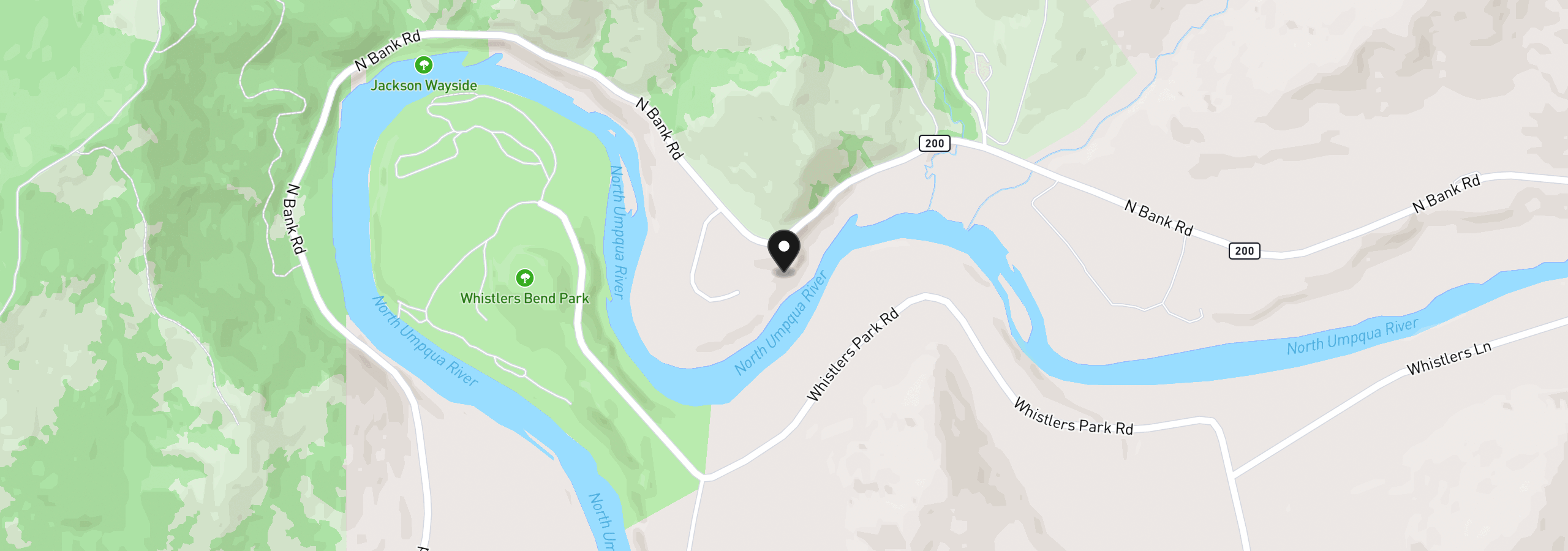 Map showing the location of 12839 N Bank Rd, Roseburg, OR 97470
