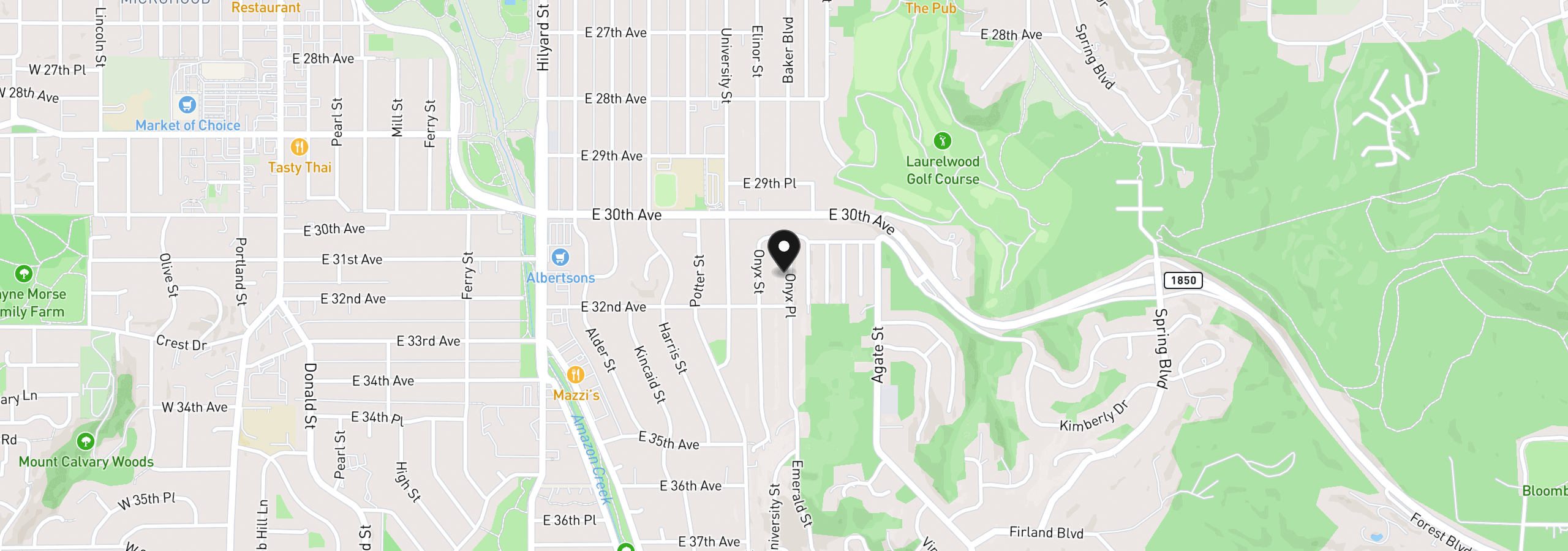 Map showing the location of 3142 Onyx Pl, Eugene, OR 97405