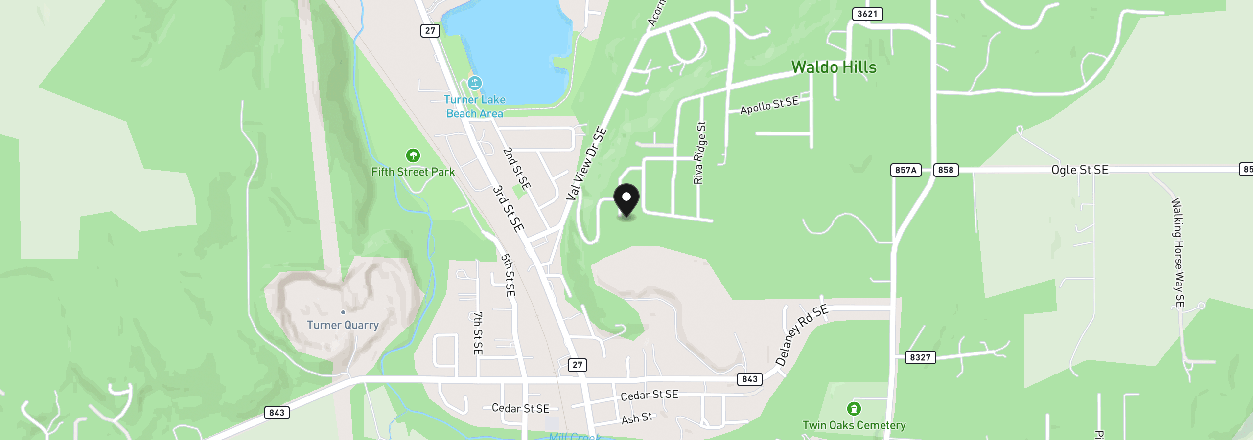 Map showing the location of 7222 Eastwood Ct SE, Turner, OR 97392