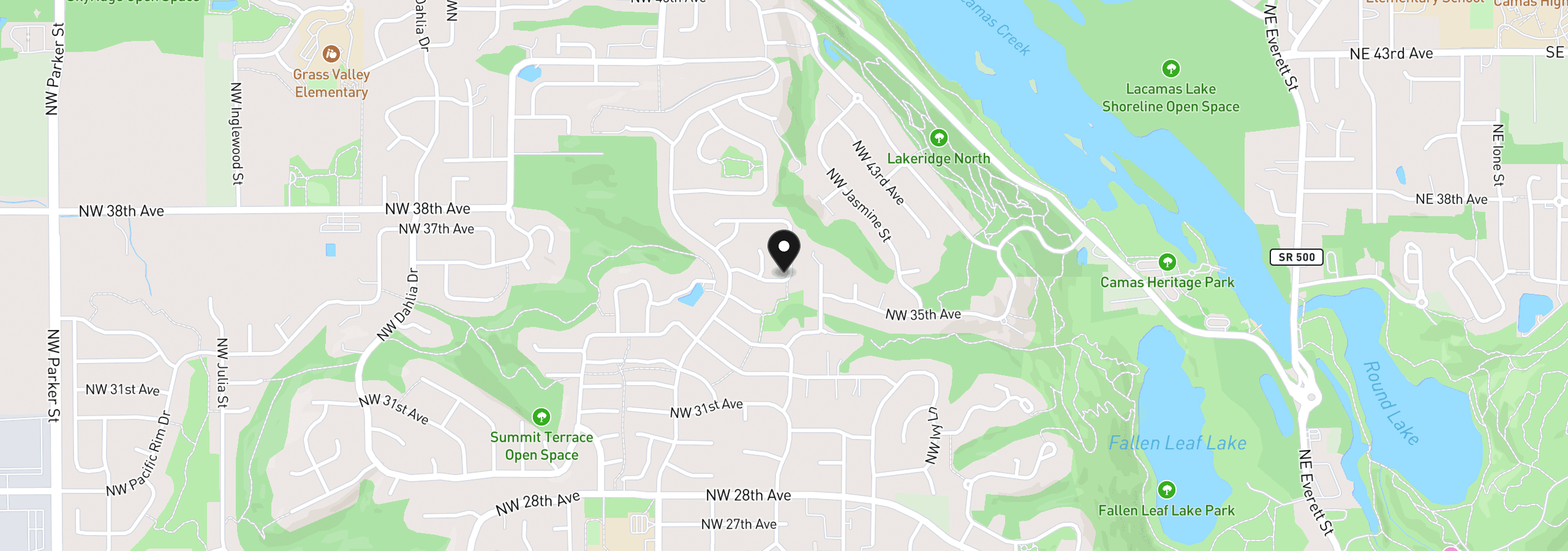 Map showing the location of 1519 NW 36th Ave, Camas, Wa 98607