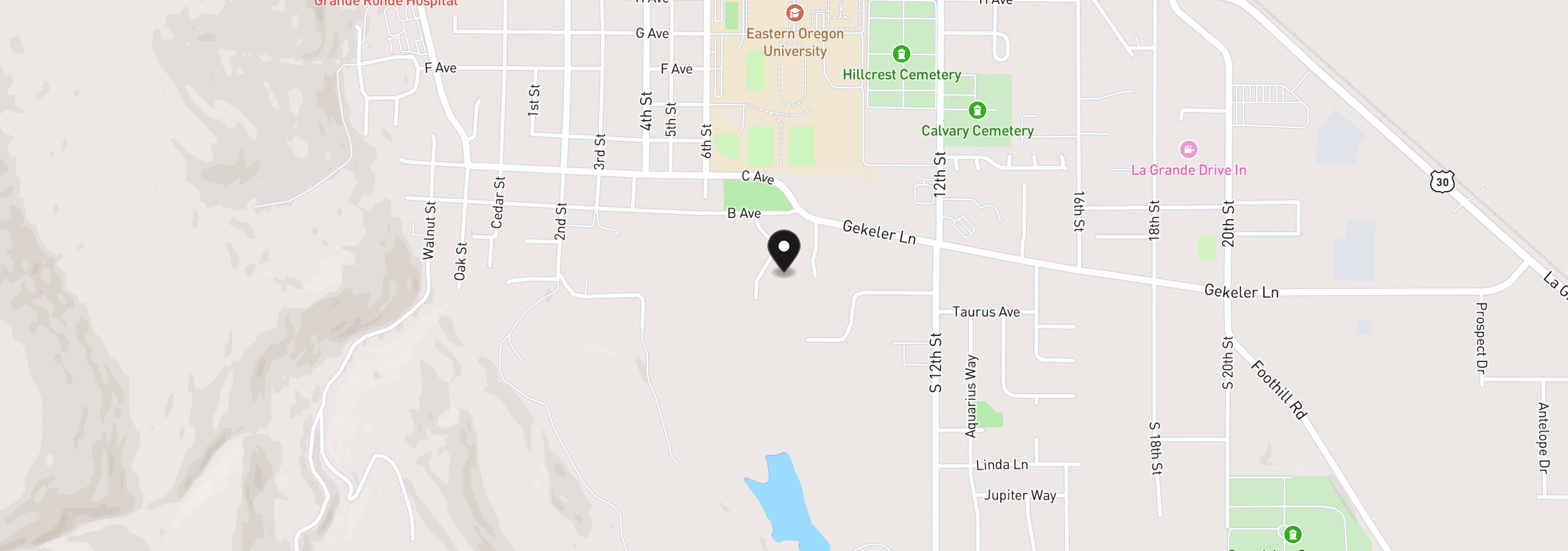 Map showing the location of 119 Ridge Dr, La Grande, OR 97850