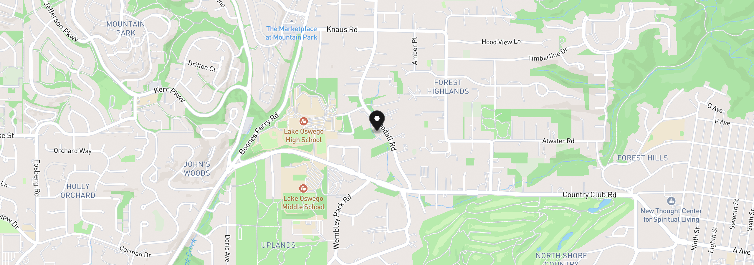 Map showing the location of 13801 Goodall Rd 3, Lake Oswego, OR 97034