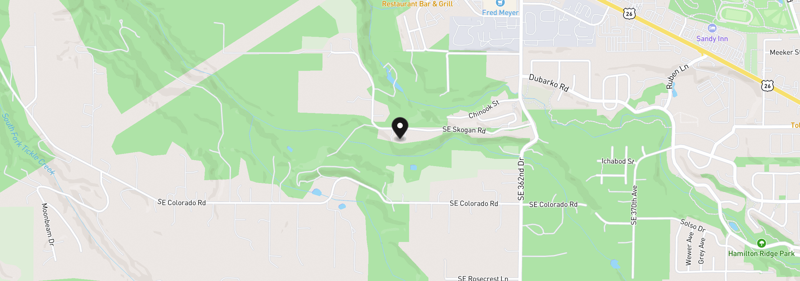 Map showing the location of 35310 Skogan Rd, Sandy, OR 97055