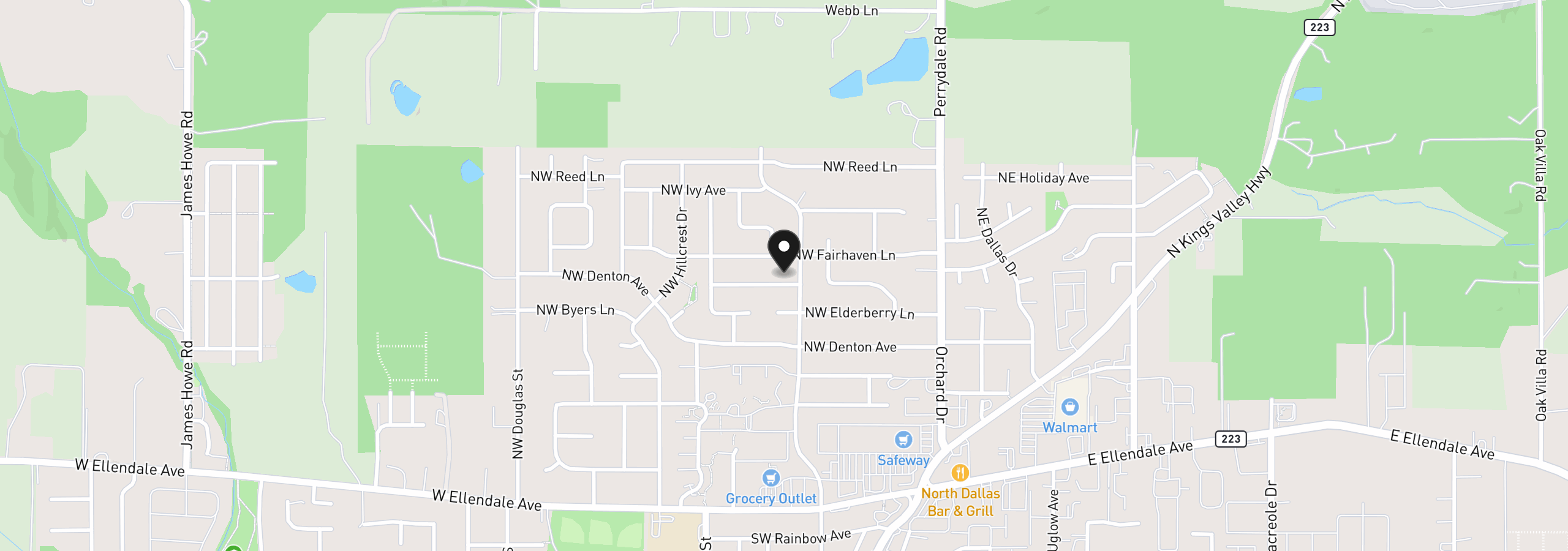 Map showing the location of 310 NW Foxglove St, Dallas, OR 97338