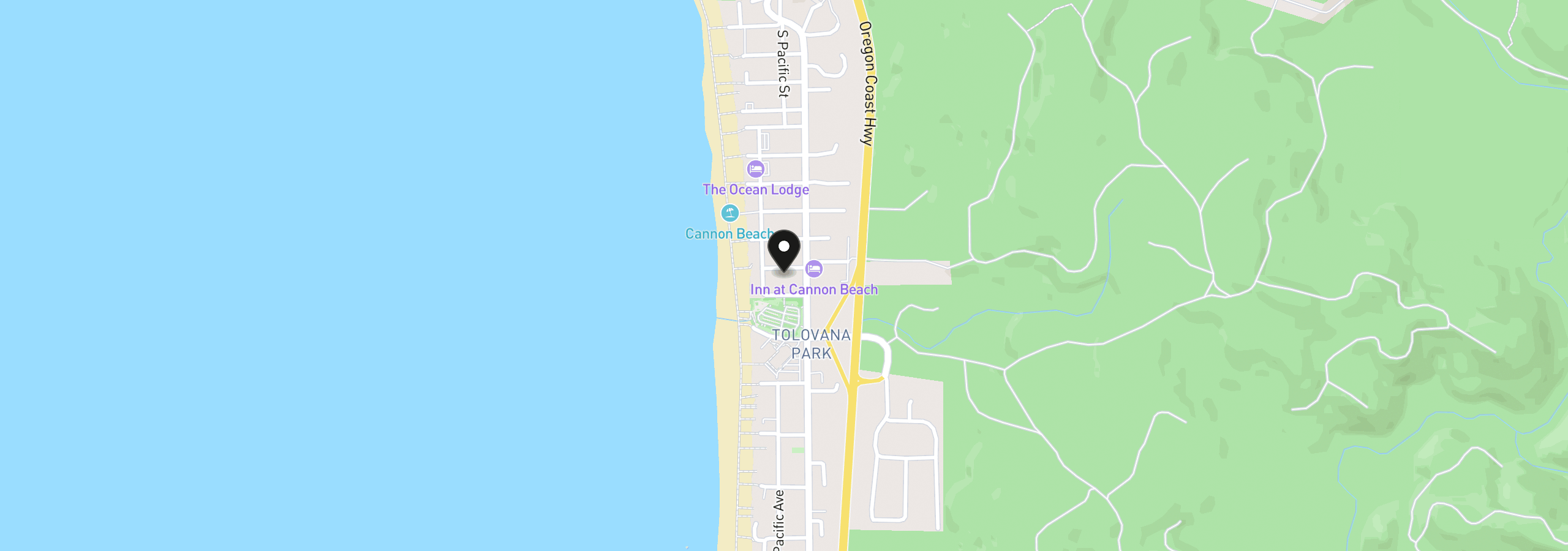 Map showing the location of 139 W Surfcrest Ave, Cannon Beach, OR 97110