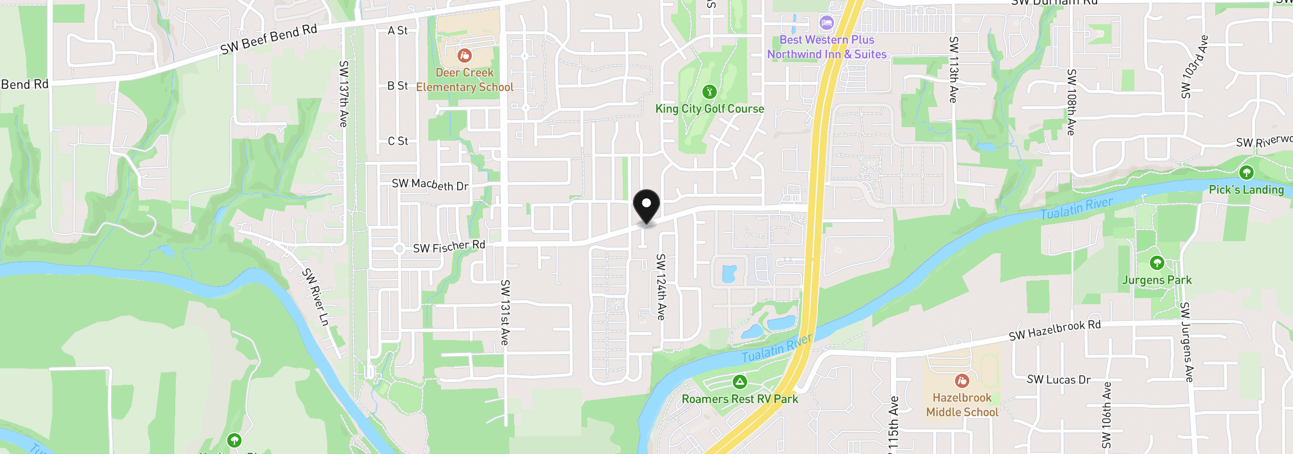 Map showing the location of 12450 SW Fischer Rd 216, Tigard, OR 97224