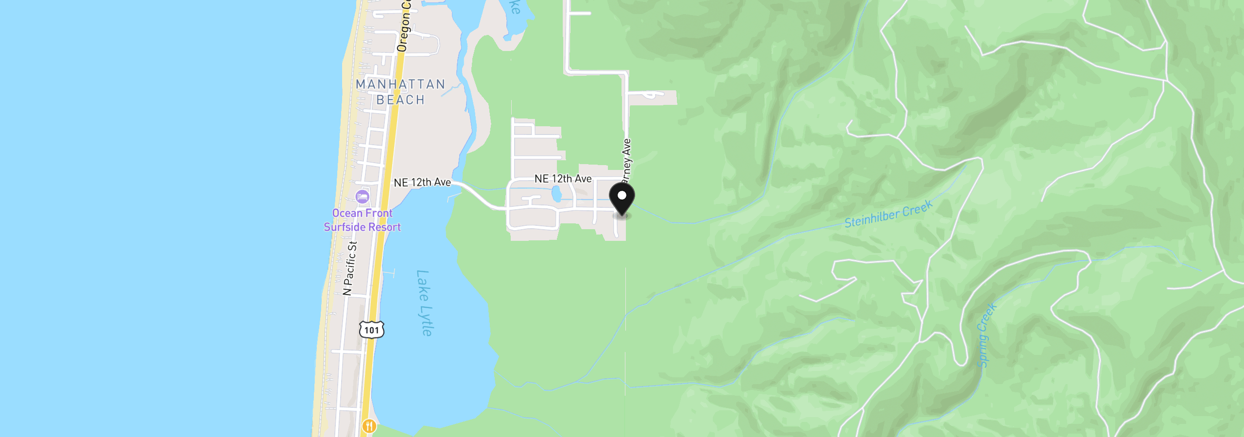Map showing the location of 1068 Necarney St, Rockaway Beach, OR 97136