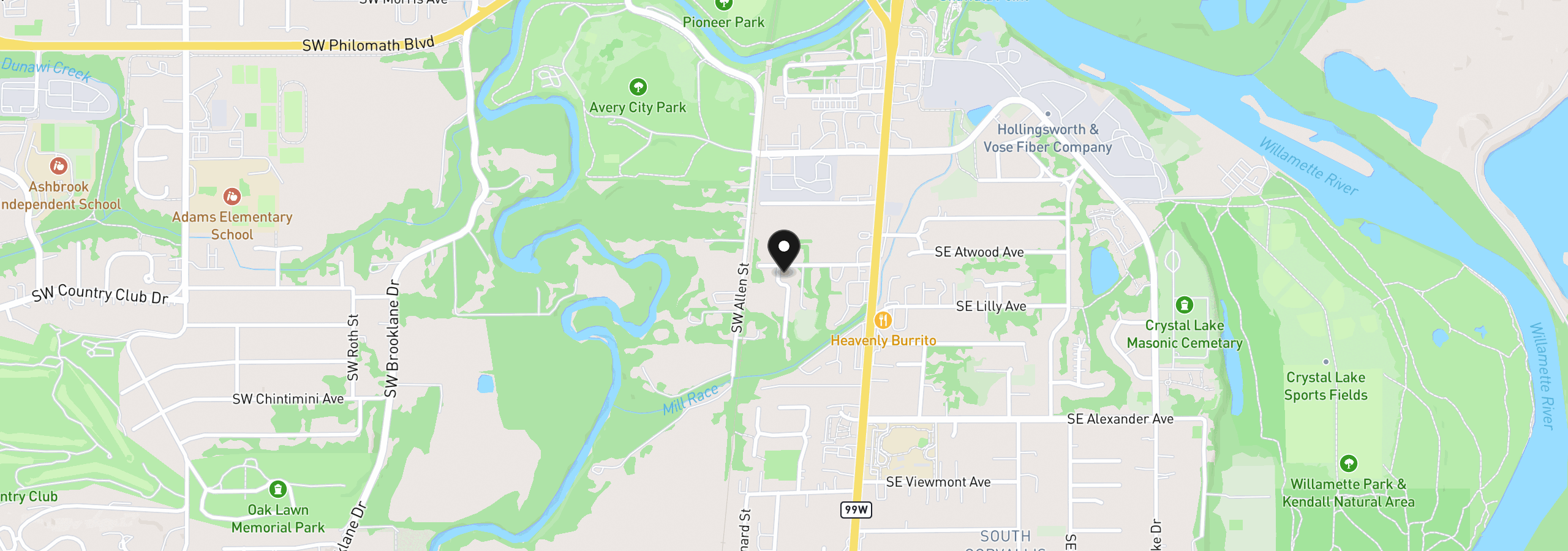 Map showing the location of 360 SW Cummings Ave, Corvallis, OR 97333