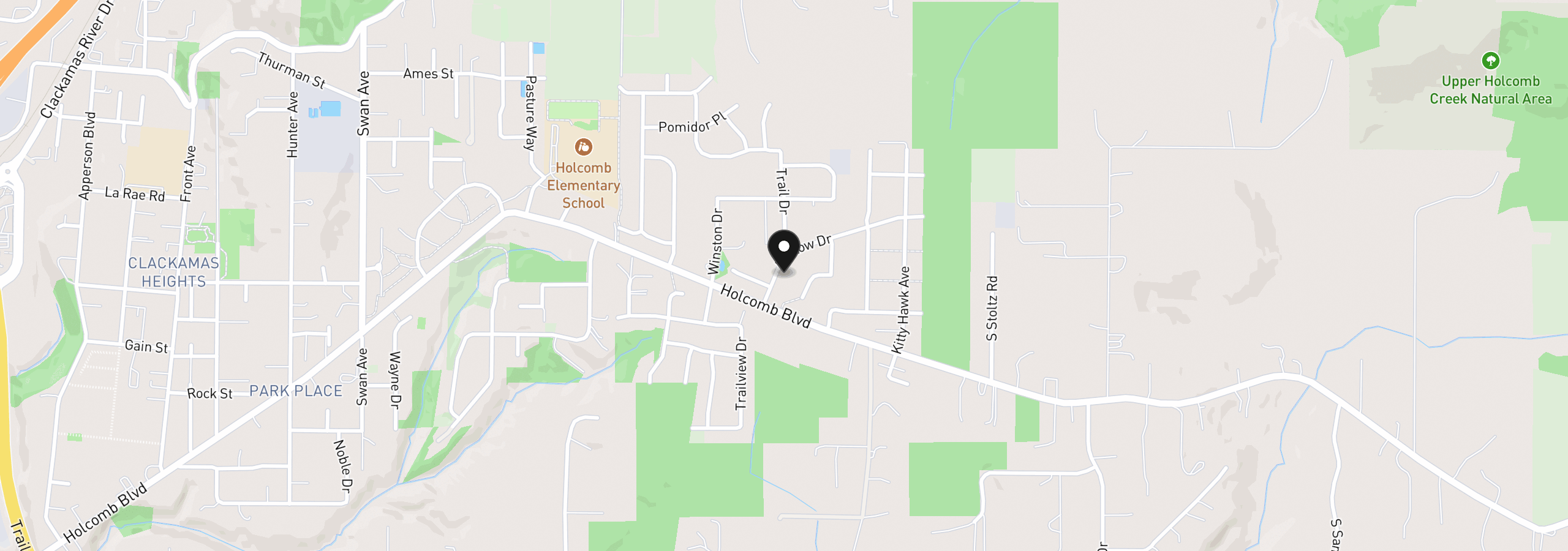 Map showing the location of 16288 Barlow Dr, Oregon City, OR 97045