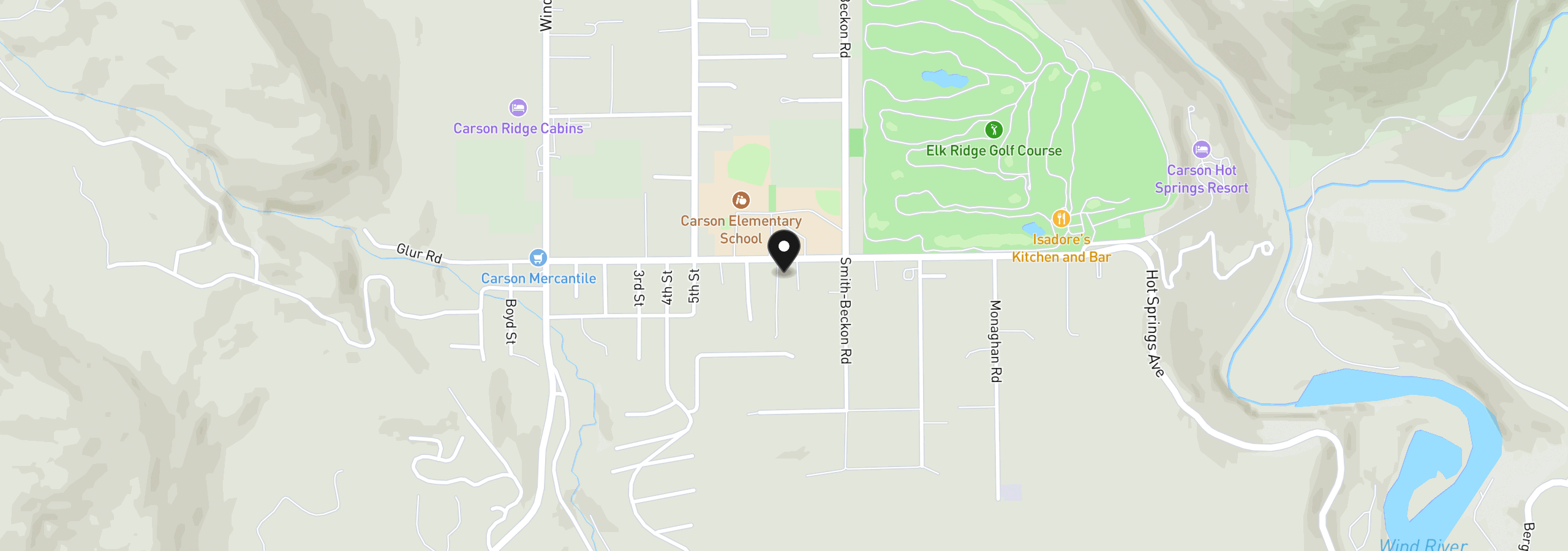 Map showing the location of 404 Hot Springs Ave, Carson, Wa 98610