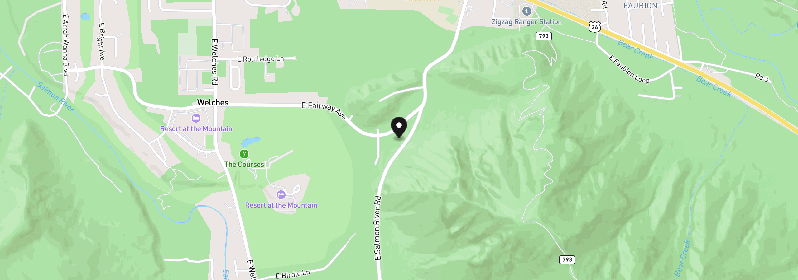 Map showing the location of 25775 E Salmon River Rd, Welches, OR 97067