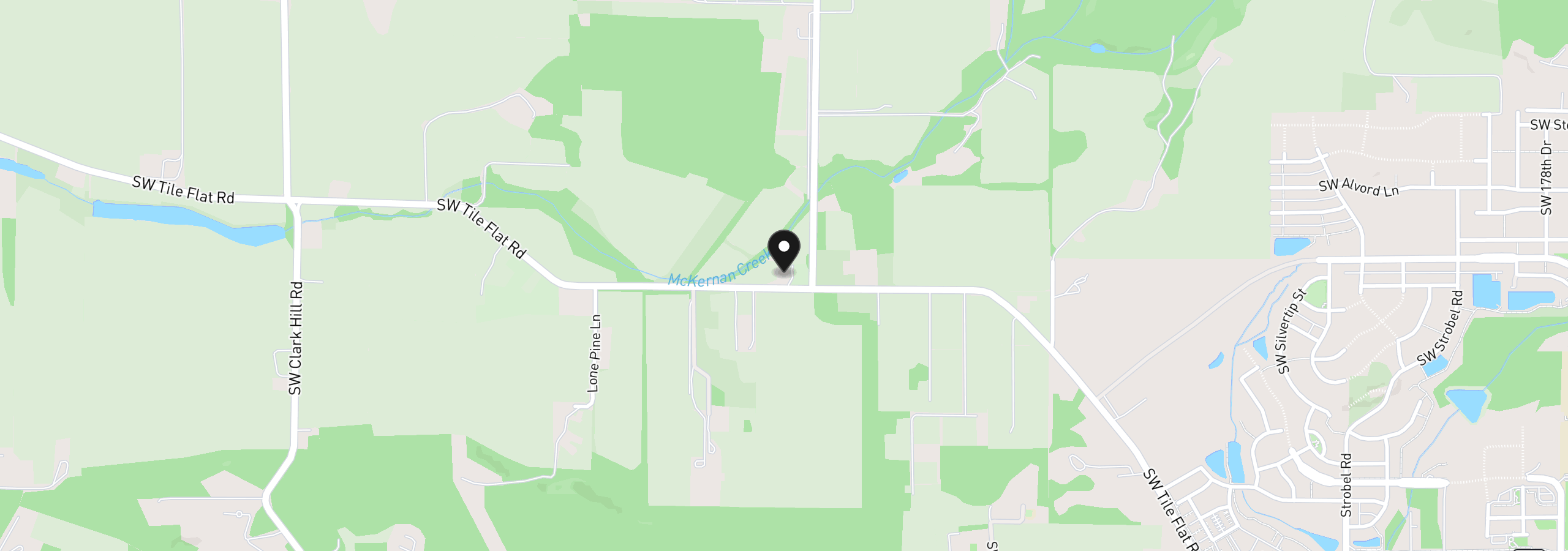 Map showing the location of 20385 SW Tile Flat Rd, Beaverton, OR 97007