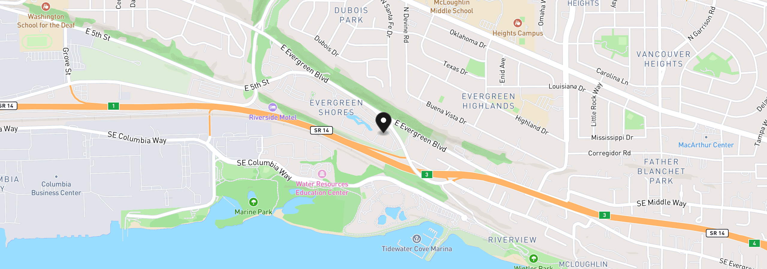 Map showing the location of 5575 E Evergreen Blvd 4406, Vancouver, Wa 98661