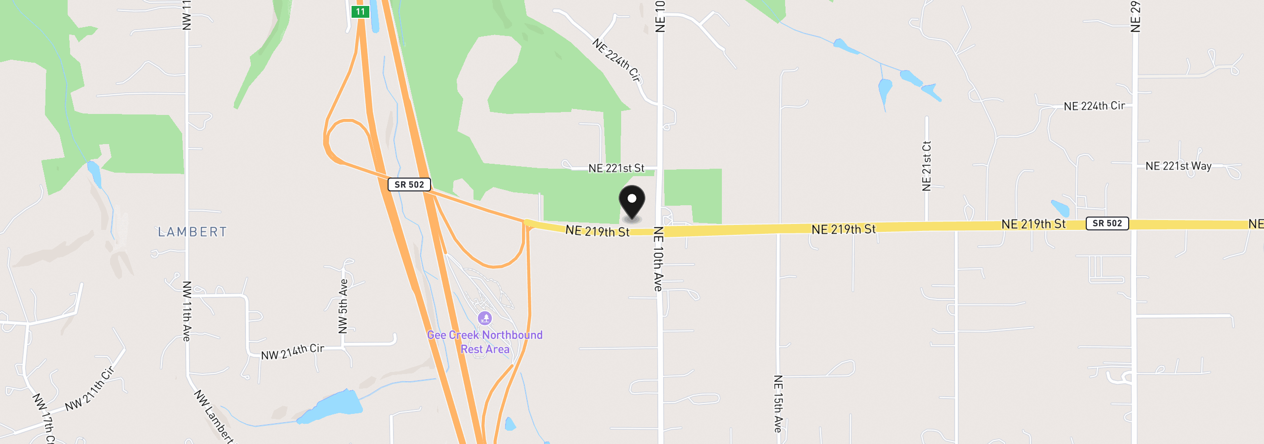 Map showing the location of 21900 NE 10th Ave, Ridgefield, Wa 98642