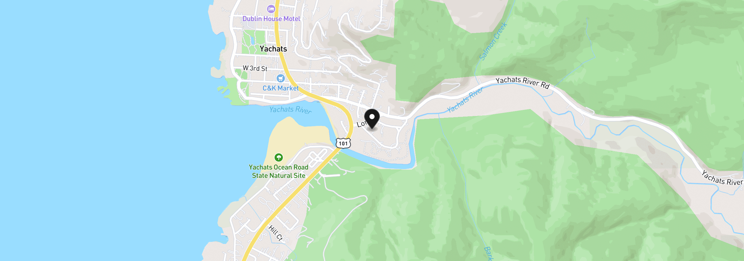 Map showing the location of 161 Combs Cir, Yachats, OR 97498