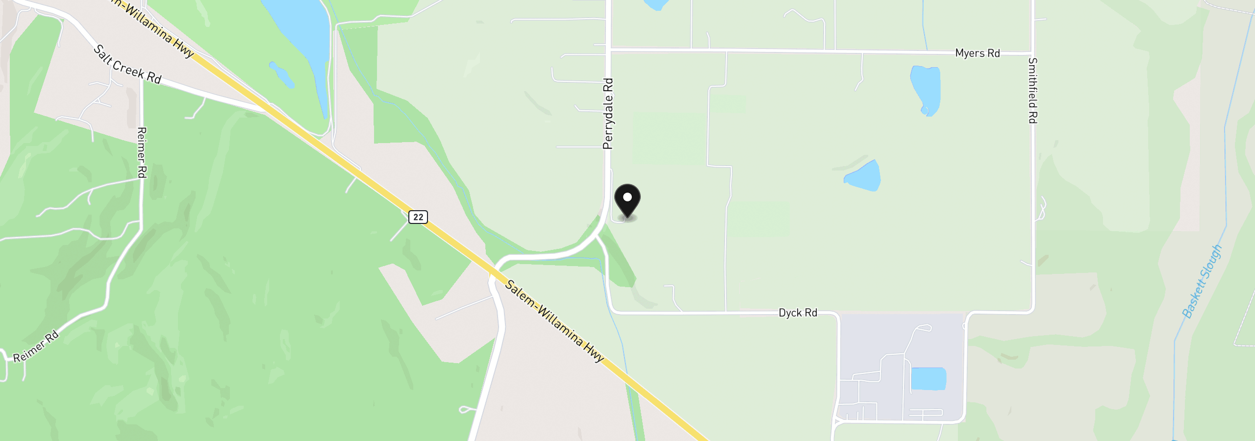 Map showing the location of 2550 Perrydale Rd, Dallas, OR 97338