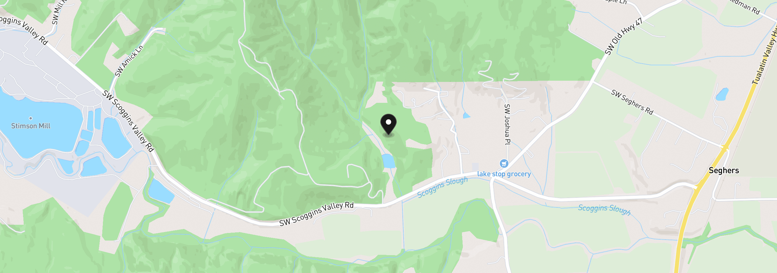 Map showing the location of 47173 SW Scoggins Valley Rd, Gaston, OR 97119