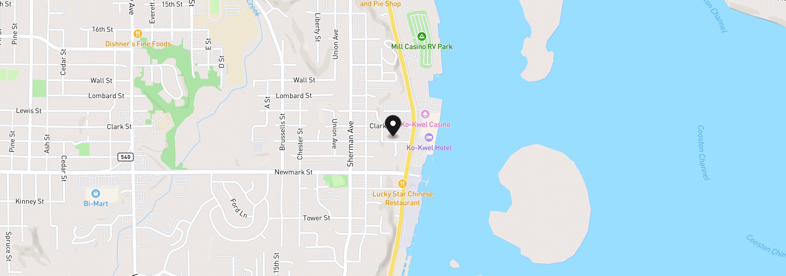 Map showing the location of 400 State St, North Bend, OR 97459