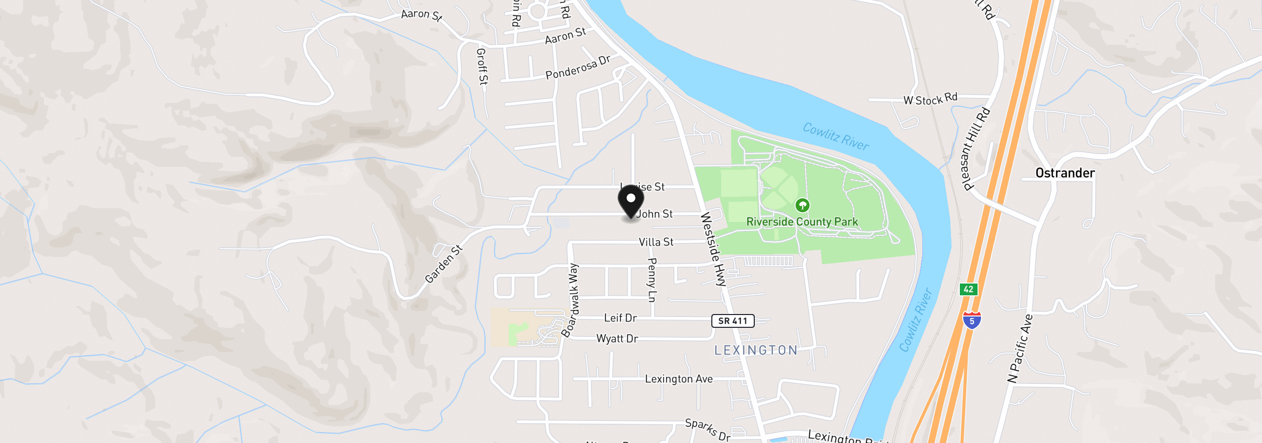 Map showing the location of 153 John St, Kelso, Wa 98626