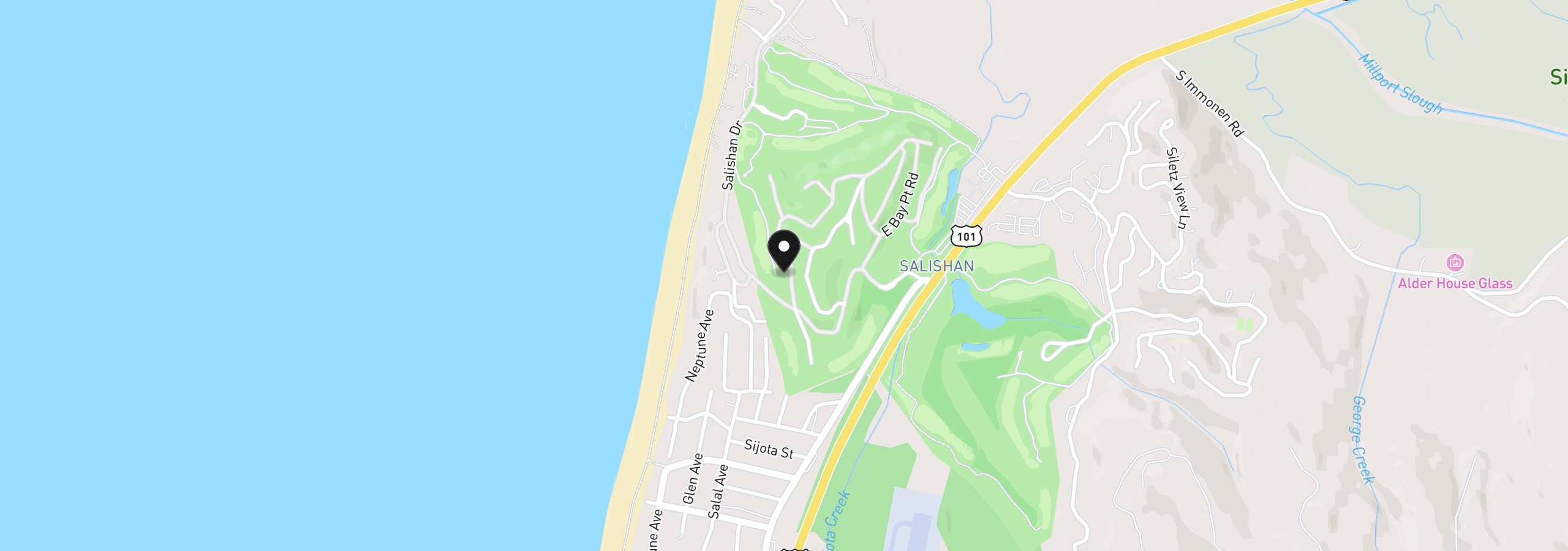 Map showing the location of 105 W Bay Point Rd, Gleneden Beach, OR 97388