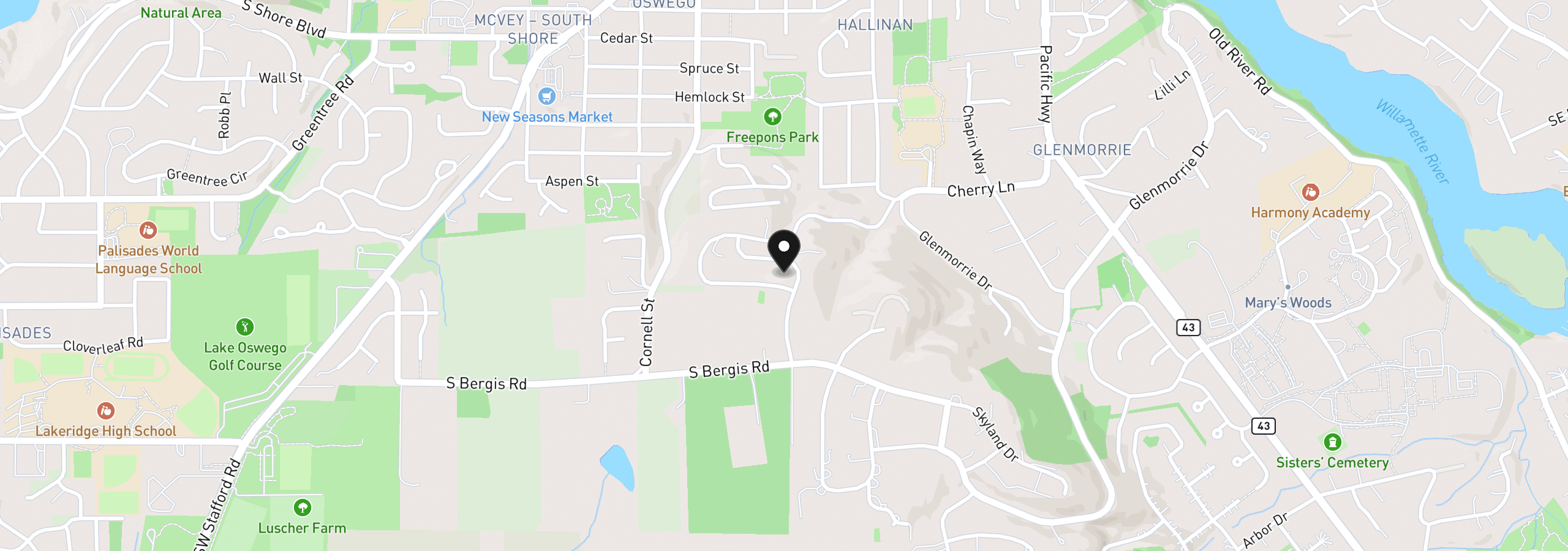 Map showing the location of 777 Cherry Cir, Lake Oswego, OR 97034